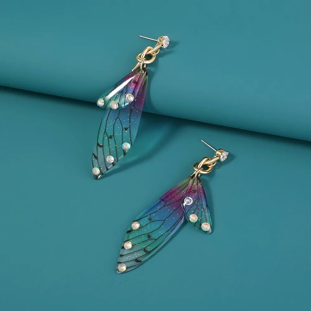 Colorful Acrylic Butterfly Drop Earrings - Shimmering Wings