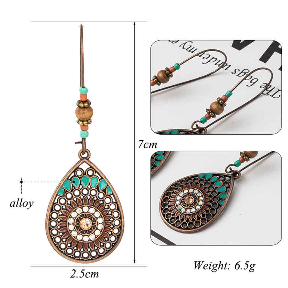 Image of an earring - Ethnic Blue - Drop Earrings - Dangle Earring (Round) by Earthy Origin